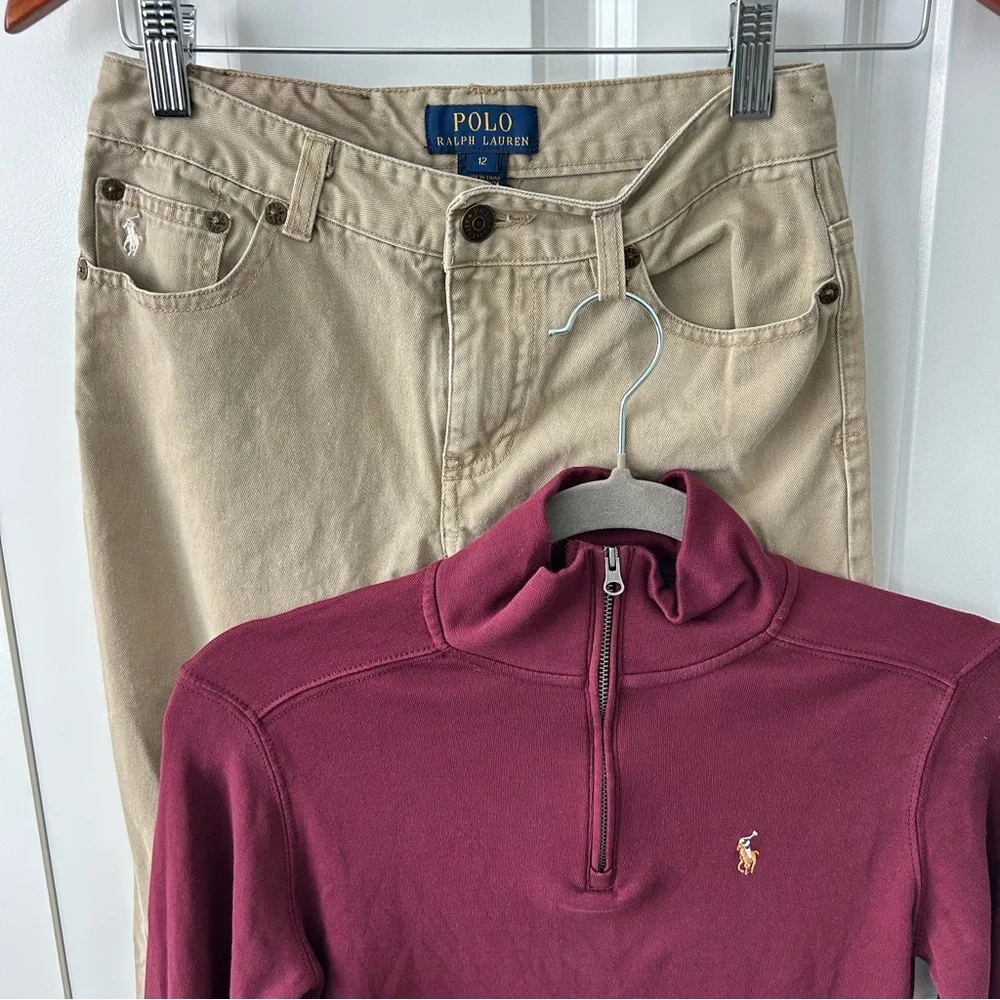 Polo Ralph Lauren Boys Bundle – 1/4 Zip‎ Pullover & Khaki Pants size 12